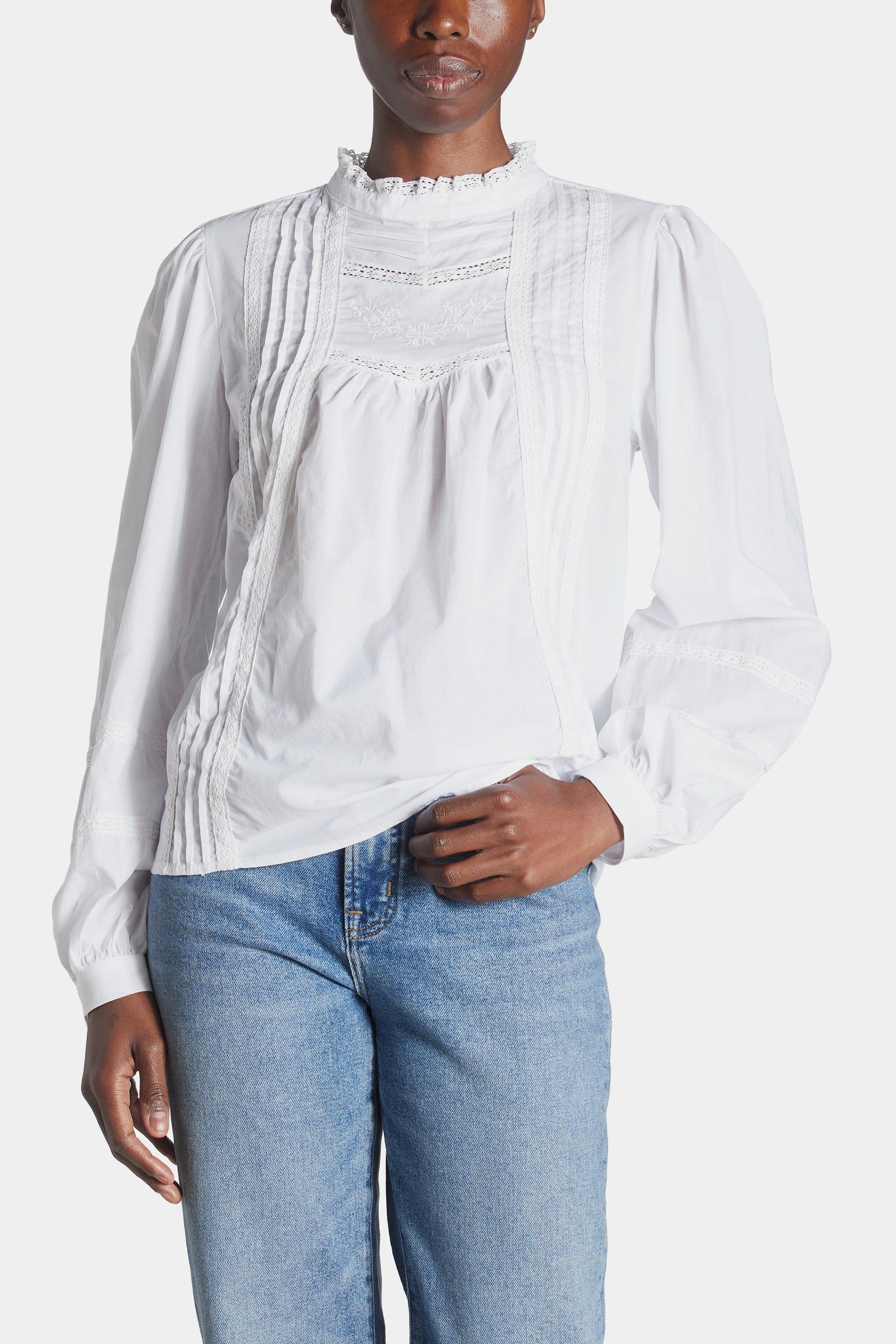 High Neck Embroidered Top sold by Lord & Taylor