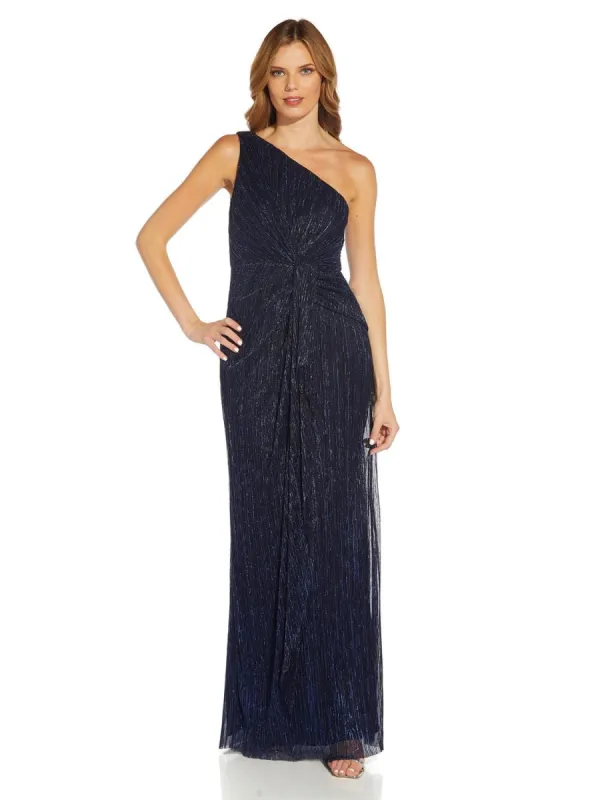 Petite One Shoulder Metallic Pleated Knit Gown sold by Lord & Taylor
