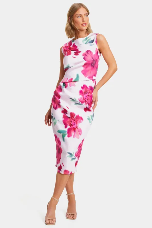 Scuba Crepe Floral Round Neck Midi Dress sold by Lord & Taylor