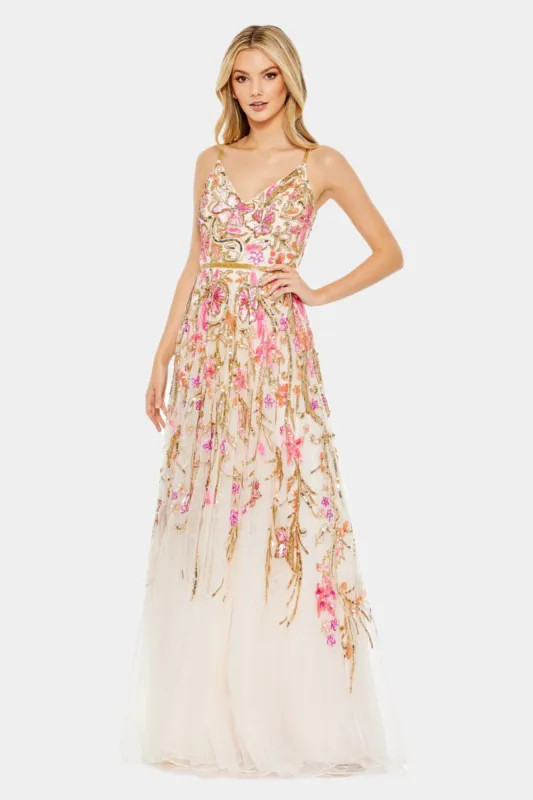 V Neck Spaghetti Strap Gown sold by Lord & Taylor