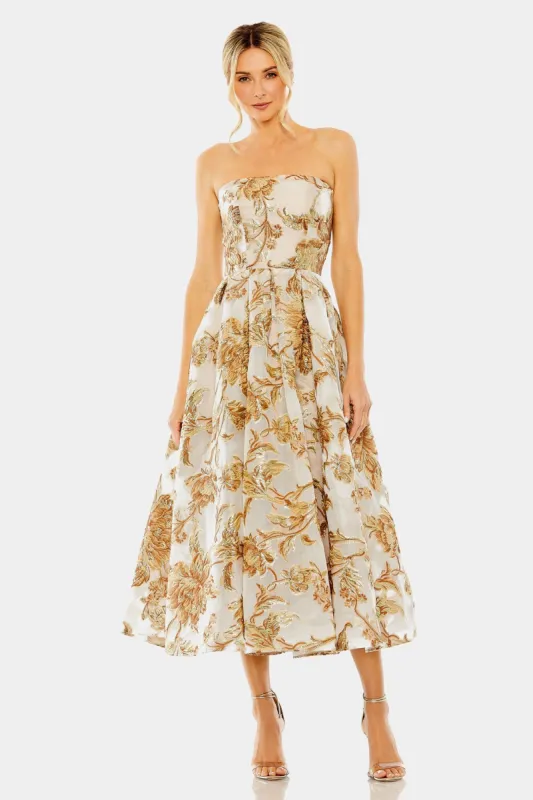 Strapless Brocade Midi Dress sold by Lord & Taylor