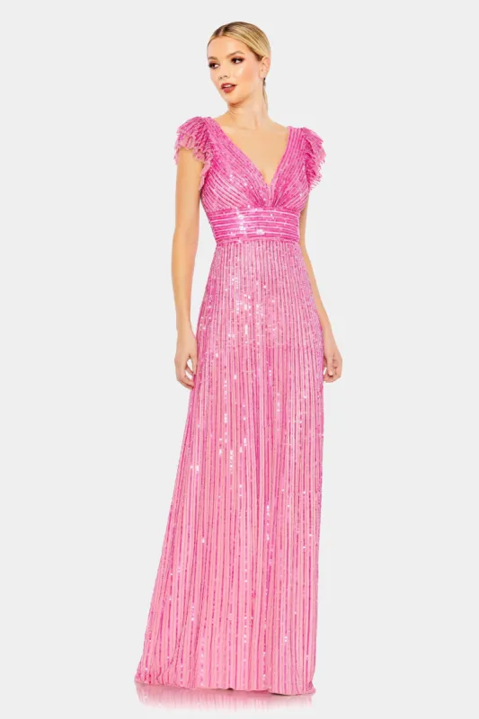 Embellished Flutter Cap Sleeve A-Line Gown sold by Lord & Taylor