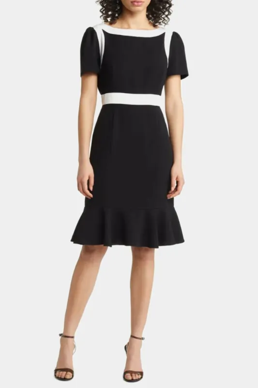 Crepe Dress with Sating Ivory Contrast sold by Lord & Taylor