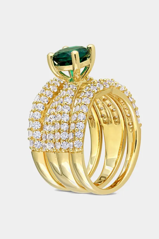 Created Emerald Created Sapphire 3-Piece Bridal Ring Set sold by Lord & Taylor