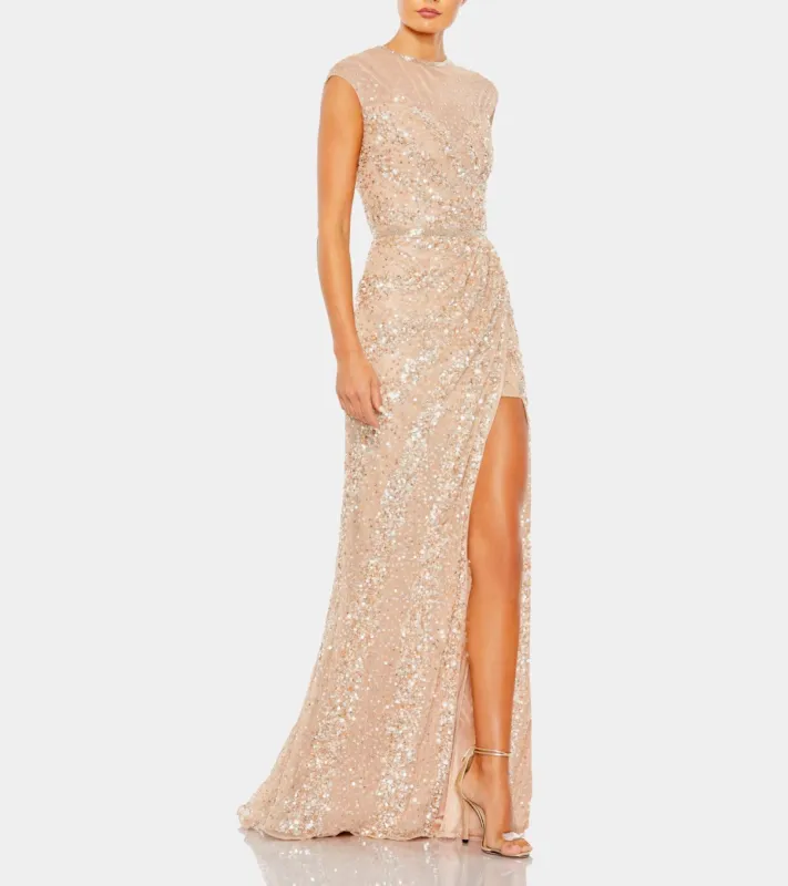 Embellished Illusion High Neck Cap Sleeve Gown sold by Lord & Taylor
