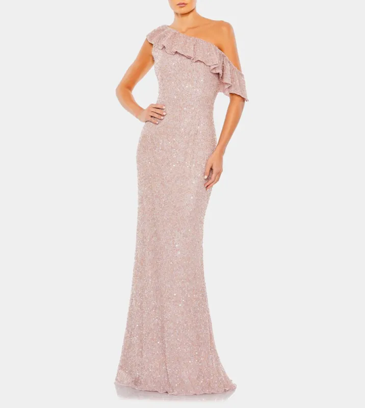 Sequined Drop Shoulder Trumpet Gown sold by Lord & Taylor