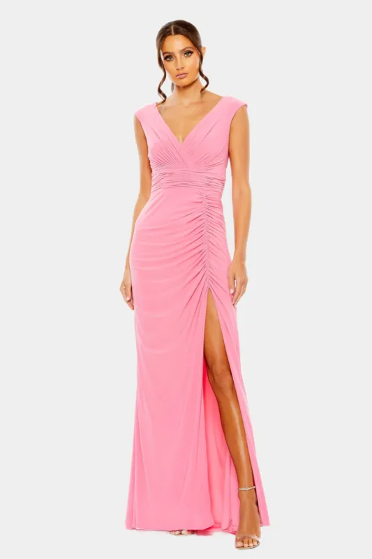 Sleeveless Side Ruched Slit Gown sold by Lord & Taylor