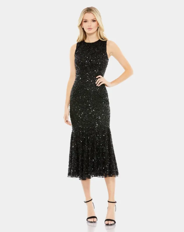Sequined High Neck Sleeveless Flared Dress sold by Lord & Taylor