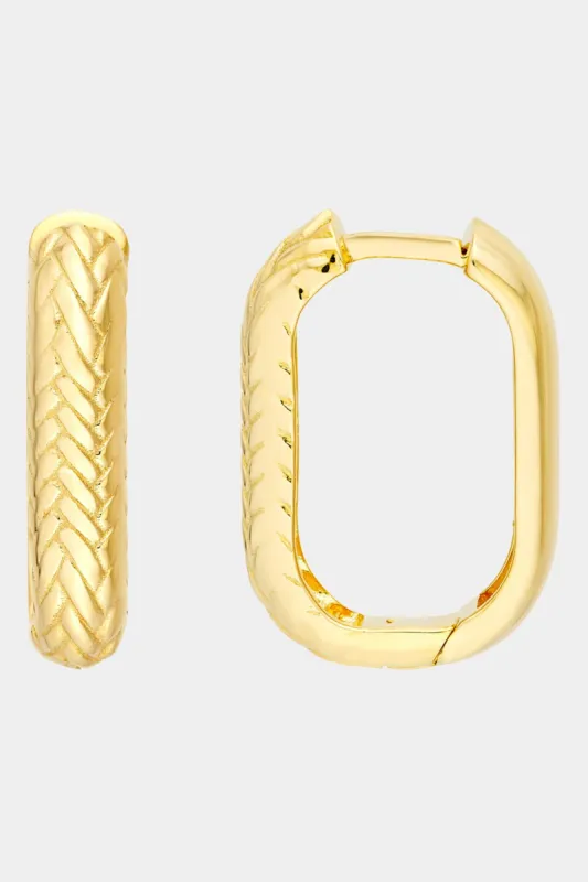 Rectangular Diamond Cut Pattern Hoop Earrings sold by Lord & Taylor