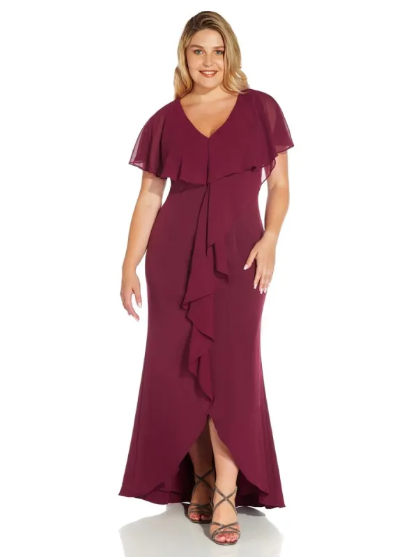 Crepe And Chiffon Ruffle Front Dress sold by Lord & Taylor