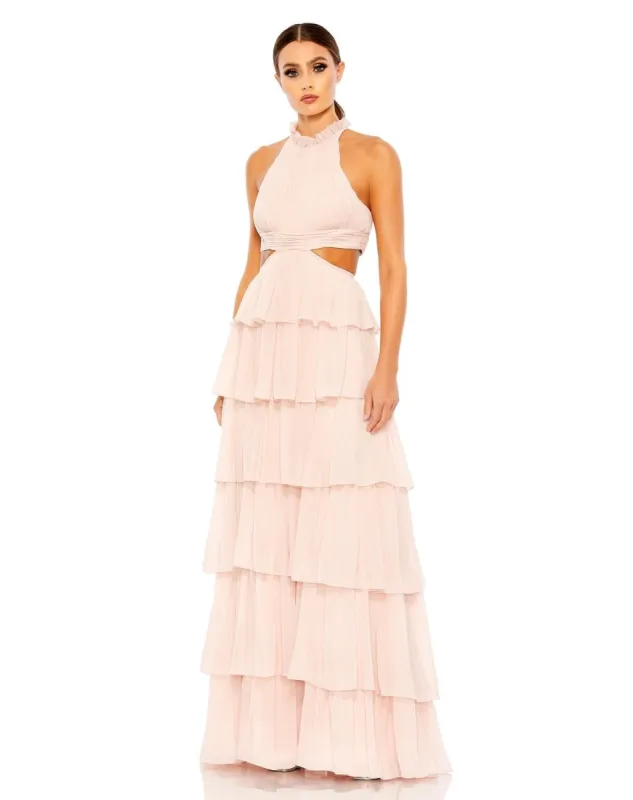 Tiered Ruffle Pleated High Neck Ball Gown sold by Lord & Taylor