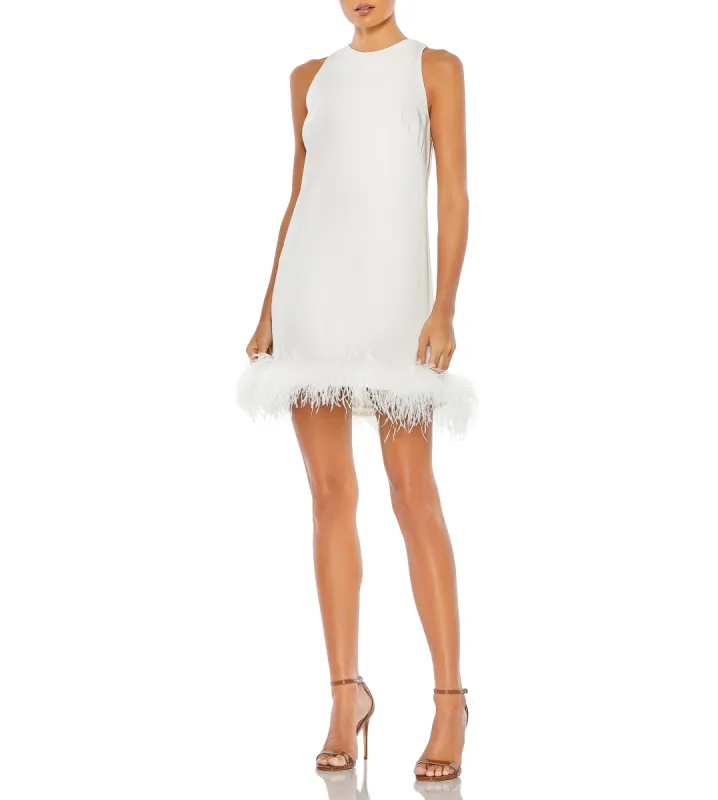 Feathered Hem High Neck Sleeveless A Line Dress sold by Lord & Taylor
