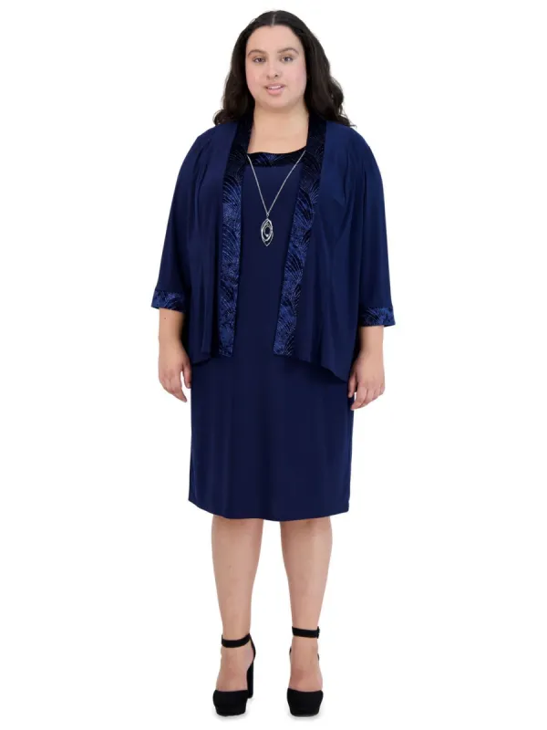 Two-Piece Banded Glitter Velvet Jacket and Dress Set sold by Lord & Taylor