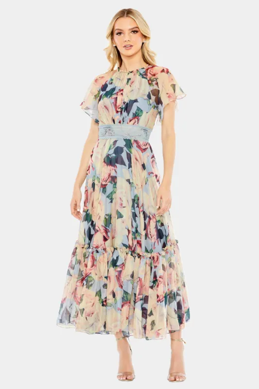 High Neck FLutter Sleeve Ruffle Hem Dress sold by Lord & Taylor