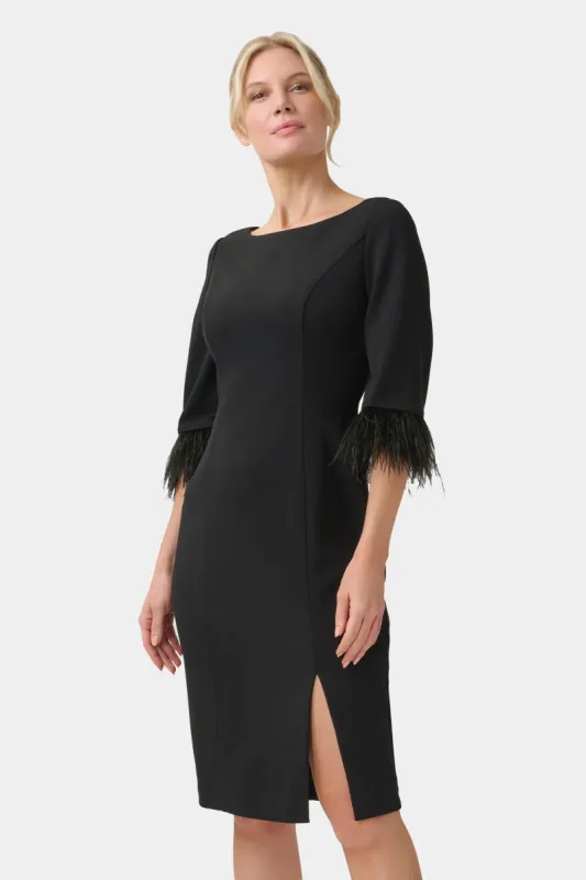Feather Trimmed Crepe Sheath sold by Lord & Taylor