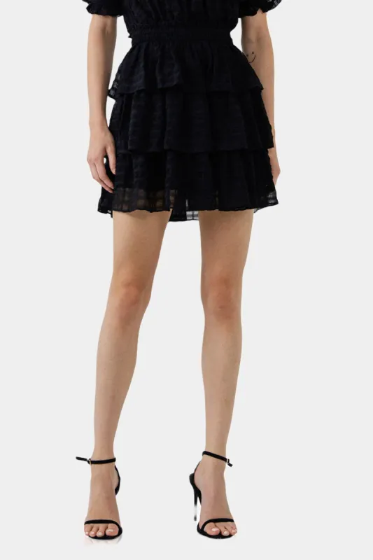 Gingham Chiffon Tiered Mini Skirt sold by Lord & Taylor