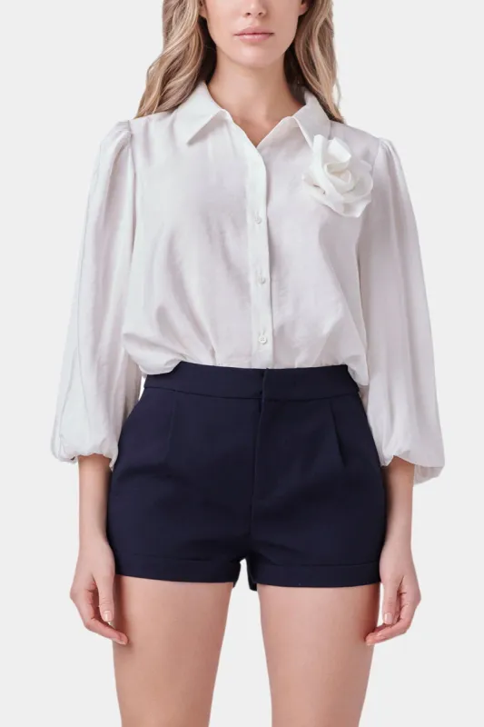 Corsage Blouson Collared Top sold by Lord & Taylor