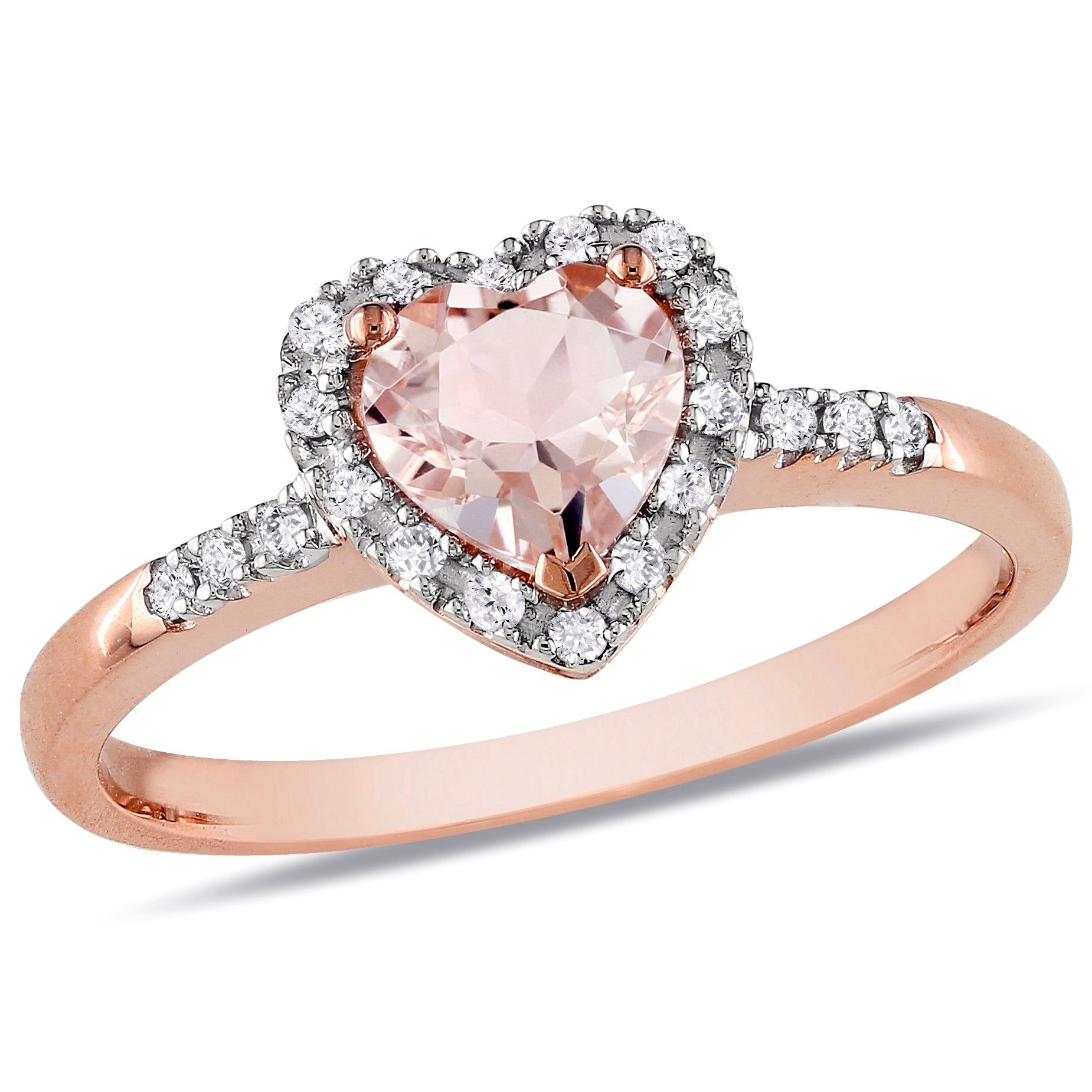 Morganite and Diamond Heart Halo Ring sold by Lord & Taylor
