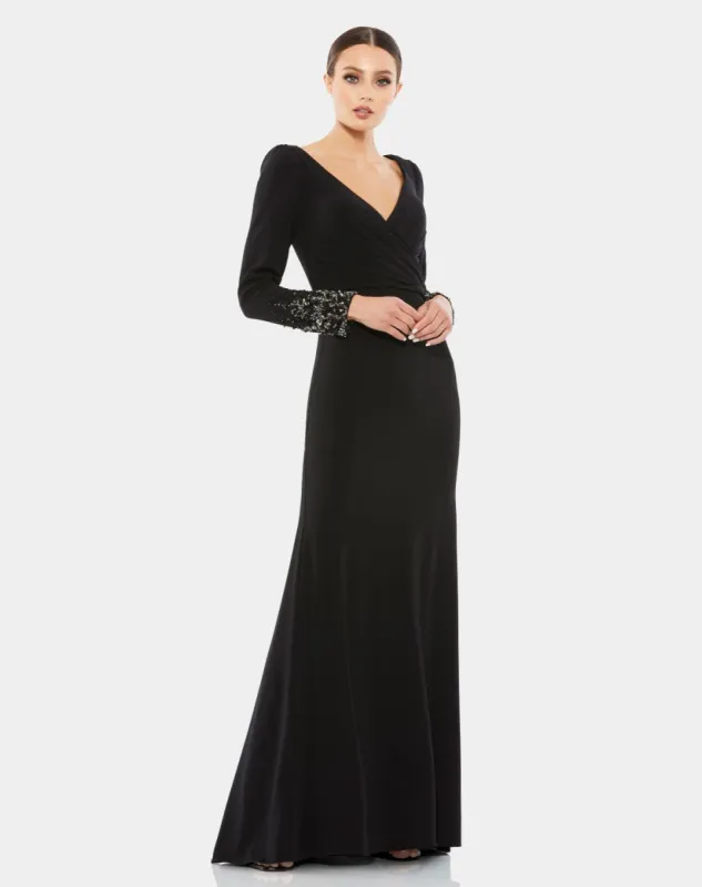 Beaded Cuff Wrap Over Trumpet Gown sold by Lord & Taylor