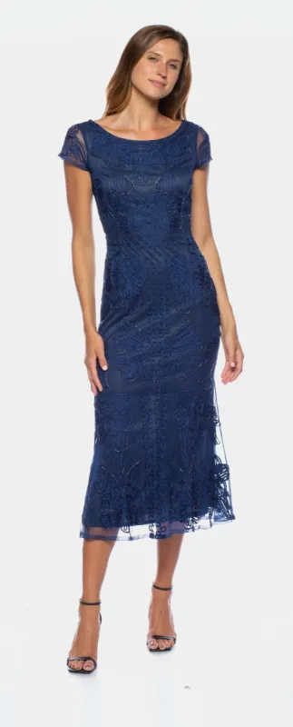 Cap Sleeve V back Midi Dress sold by Lord & Taylor