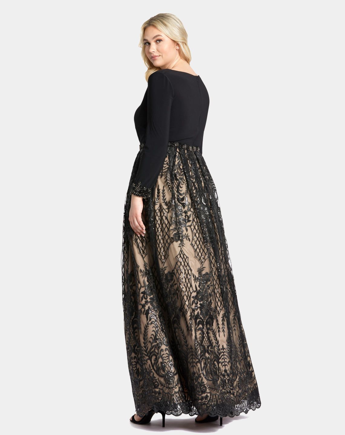 Long Sleeve High Neck Lace A Line Gown sold by Lord & Taylor product image thumbnail 3