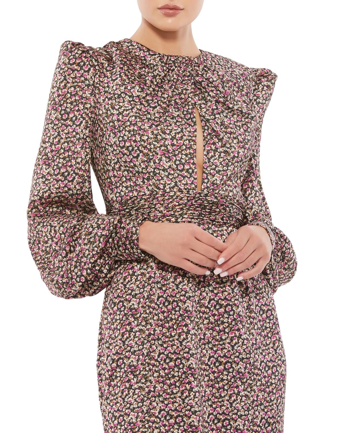 Floral Print Keyhole Long Sleeve Mini Dress sold by Lord & Taylor product image thumbnail 6