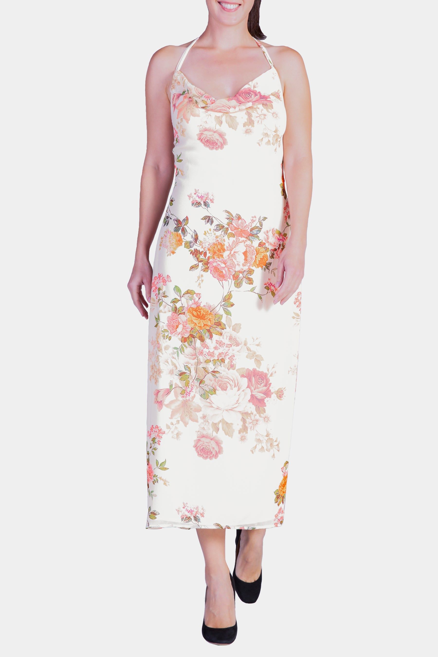 Floral Print Cowl Neck Backless Maxi Dress sold by Lord & Taylor