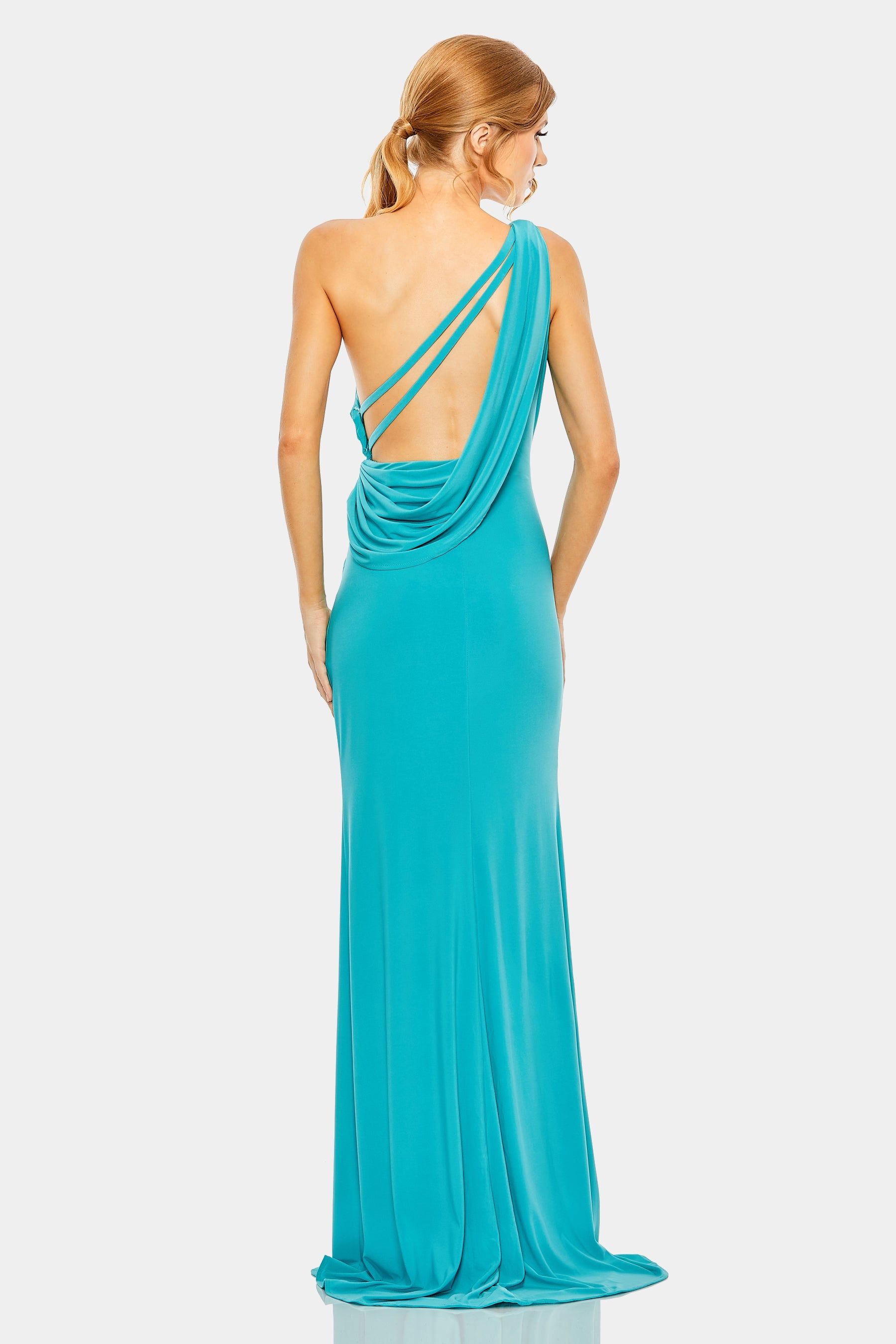 Jersey One Shoulder Draped Back Gown sold by Lord & Taylor product image thumbnail 3