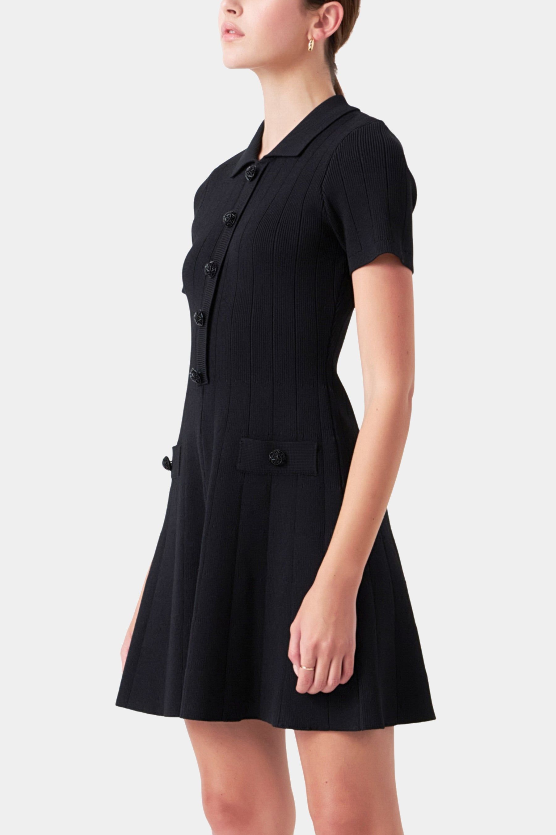 Jewel Buttoned Knit Mini Dress sold by Lord & Taylor product image thumbnail 3