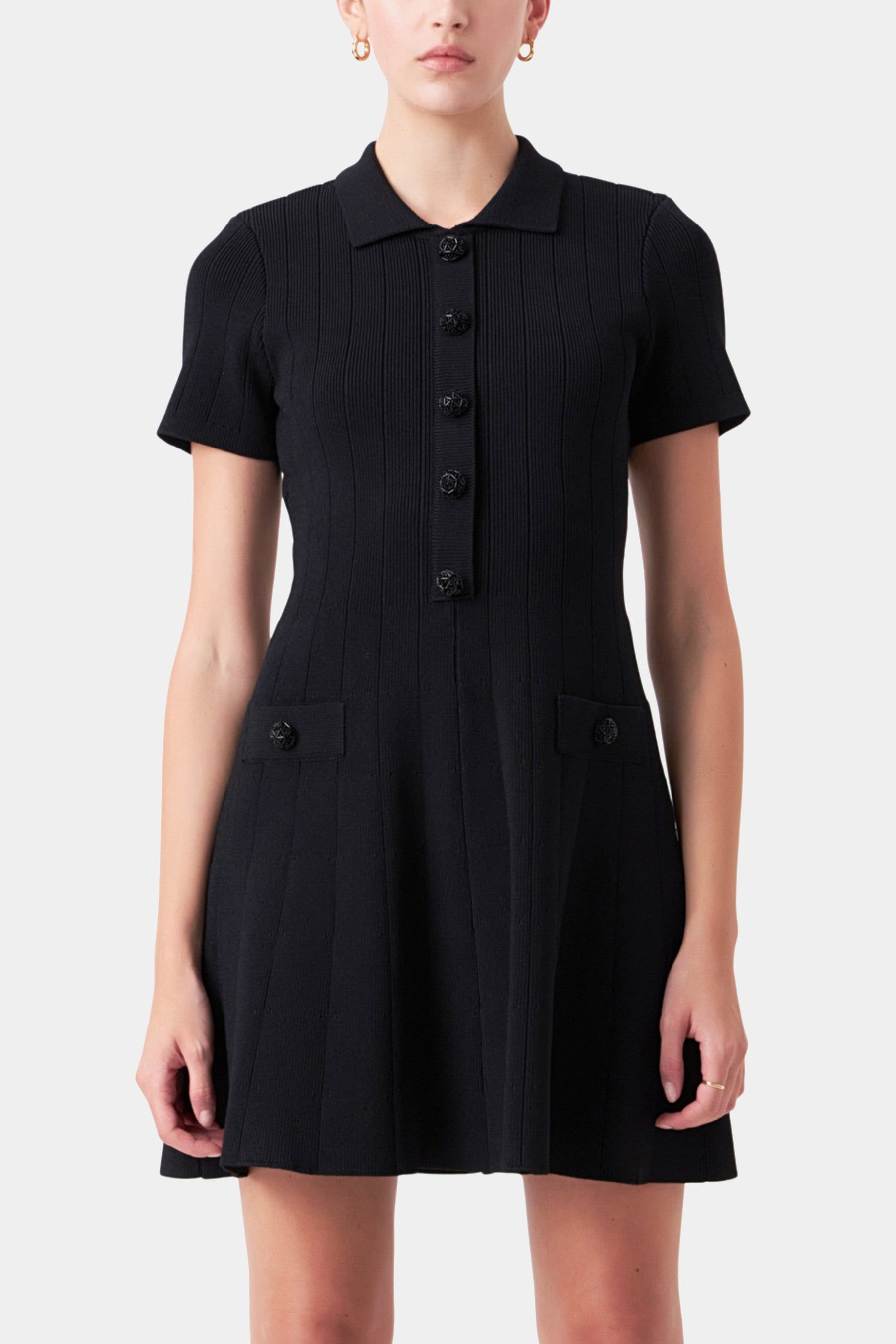 Jewel Buttoned Knit Mini Dress sold by Lord & Taylor product image thumbnail 4