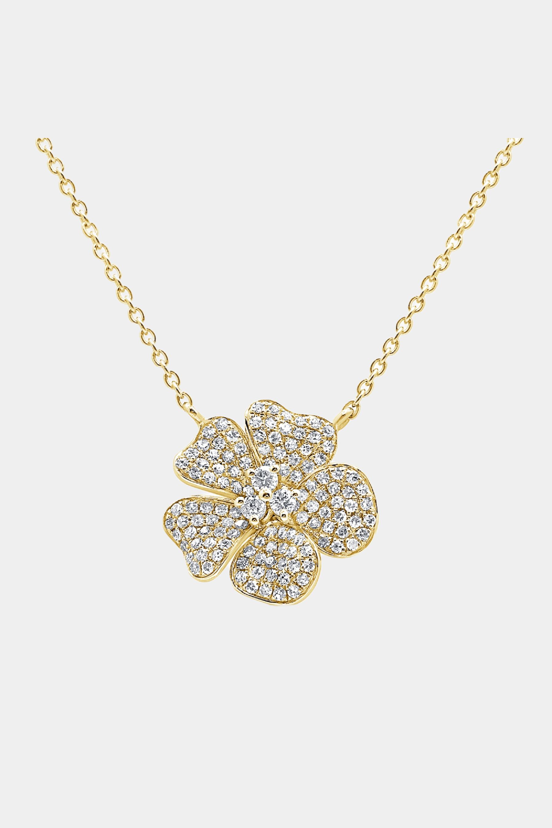 14K Gold and Diamond Flower Necklace sold by Lord & Taylor product image thumbnail 2