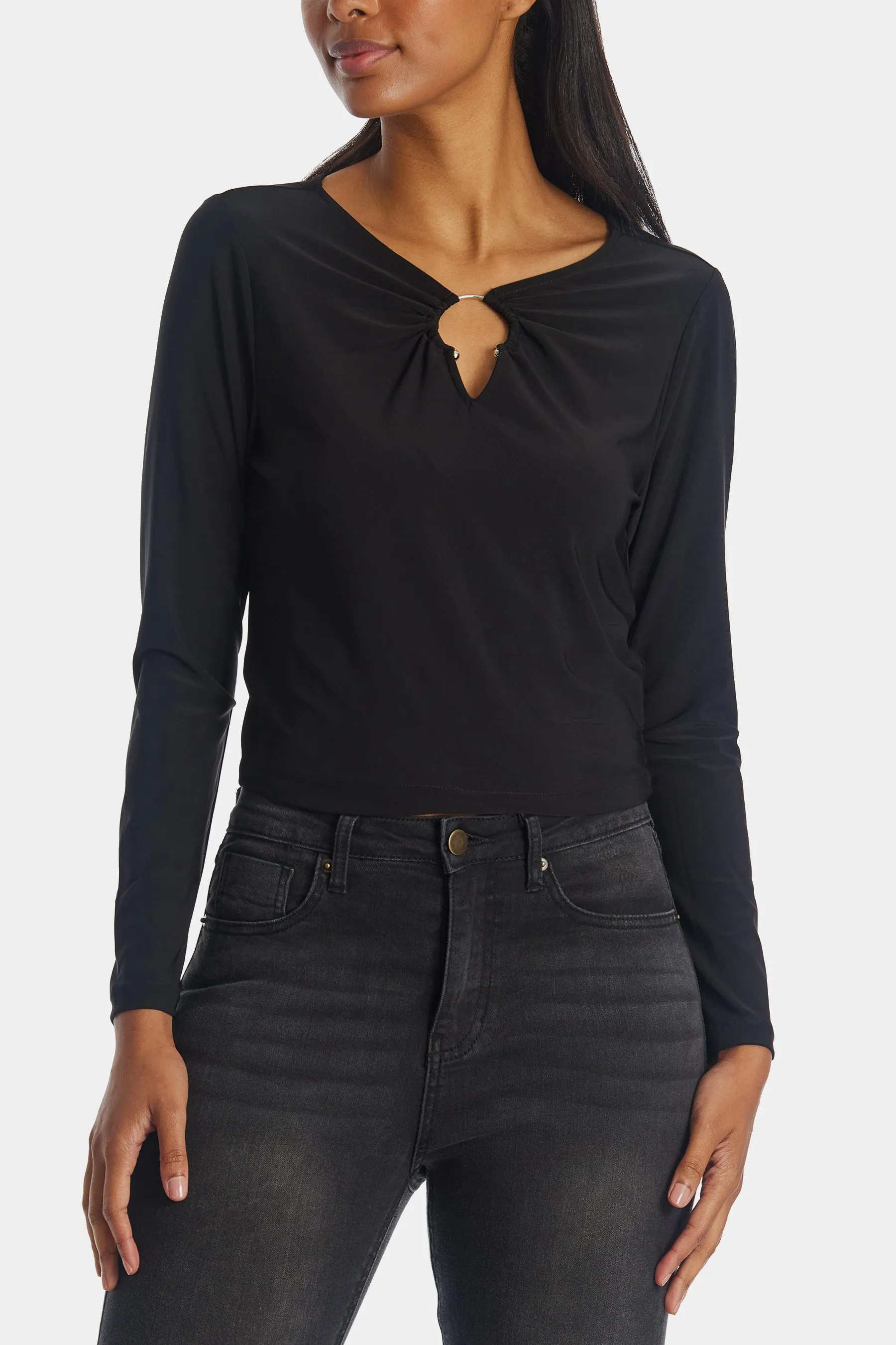 Hardware Keyhole Long Sleeve Top sold by Lord & Taylor