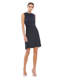 Rhinestone Neckline Draped Mini Dress sold by Lord & Taylor
