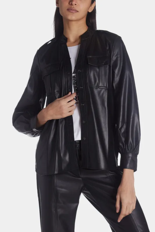Faux Leather Utility Blouse sold by Lord & Taylor