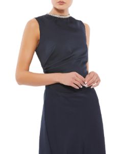 Rhinestone Neckline Draped Mini Dress sold by Lord & Taylor