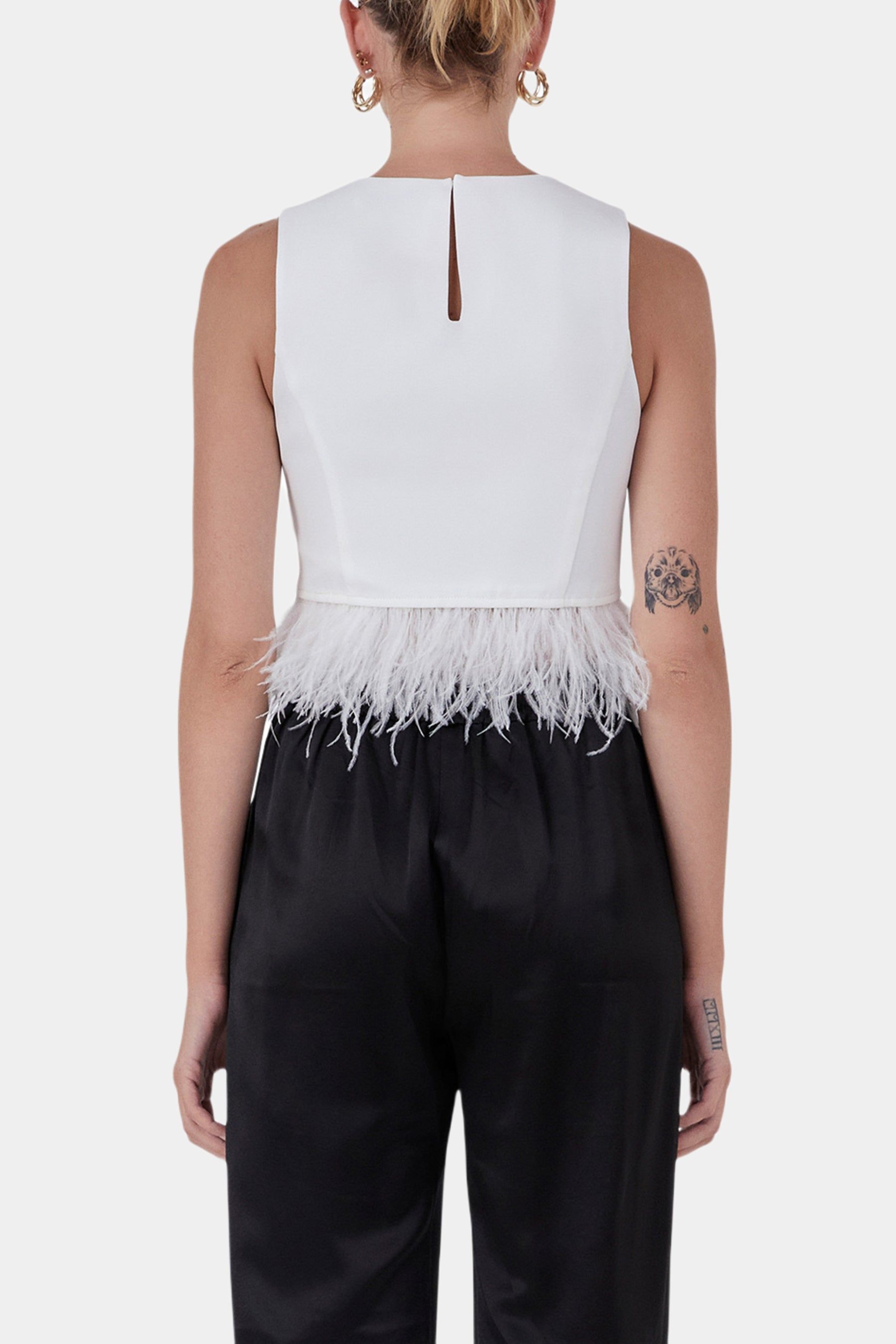 Feather Trim Crop Top sold by Lord & Taylor product image thumbnail 4