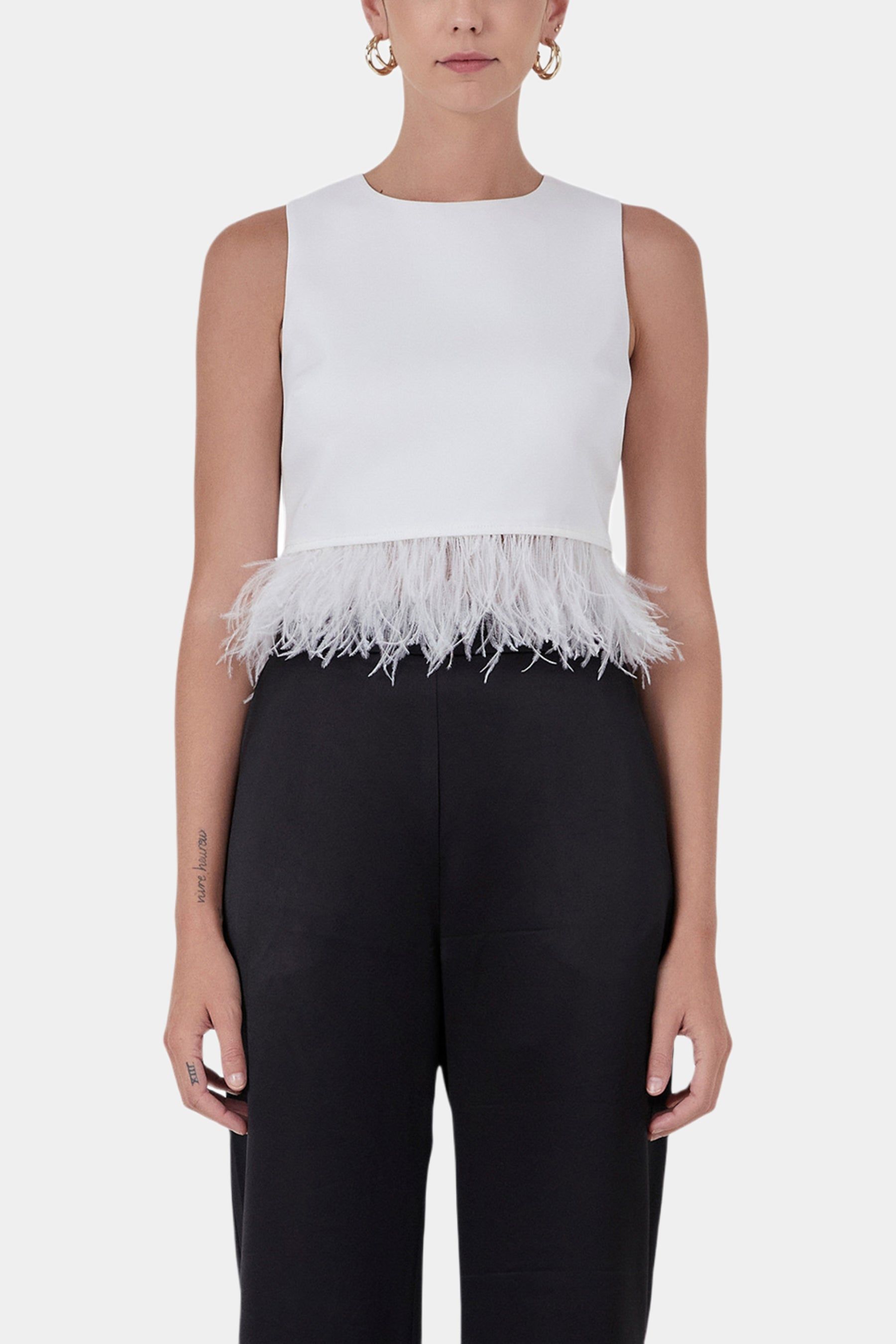 Feather Trim Crop Top sold by Lord & Taylor