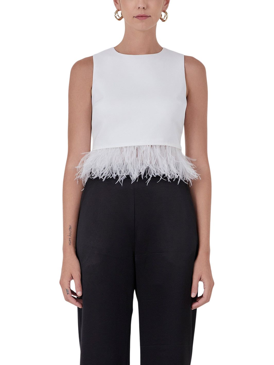 Feather Trim Crop Top sold by Lord & Taylor product image thumbnail 6