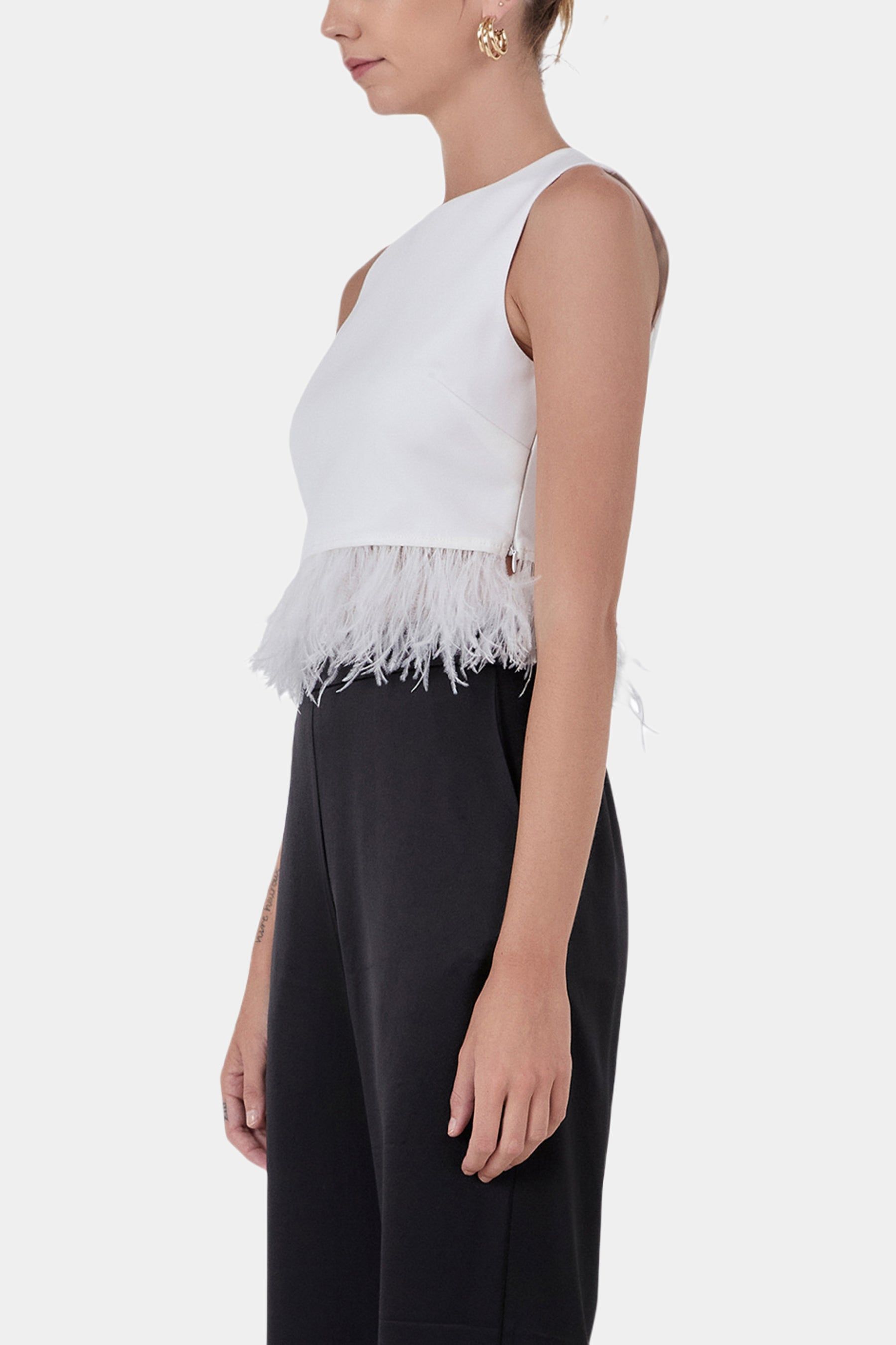 Feather Trim Crop Top sold by Lord & Taylor product image thumbnail 3