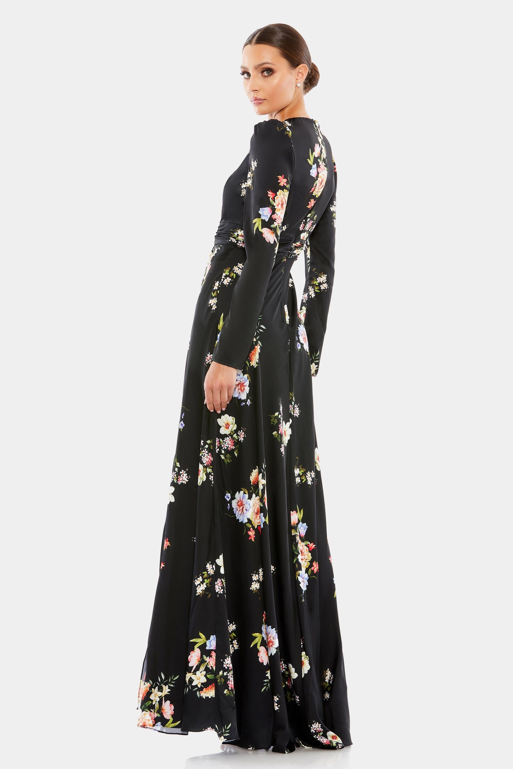 High Neck Long Sleeve Faux Wrap Gown sold by Lord & Taylor product image thumbnail 2