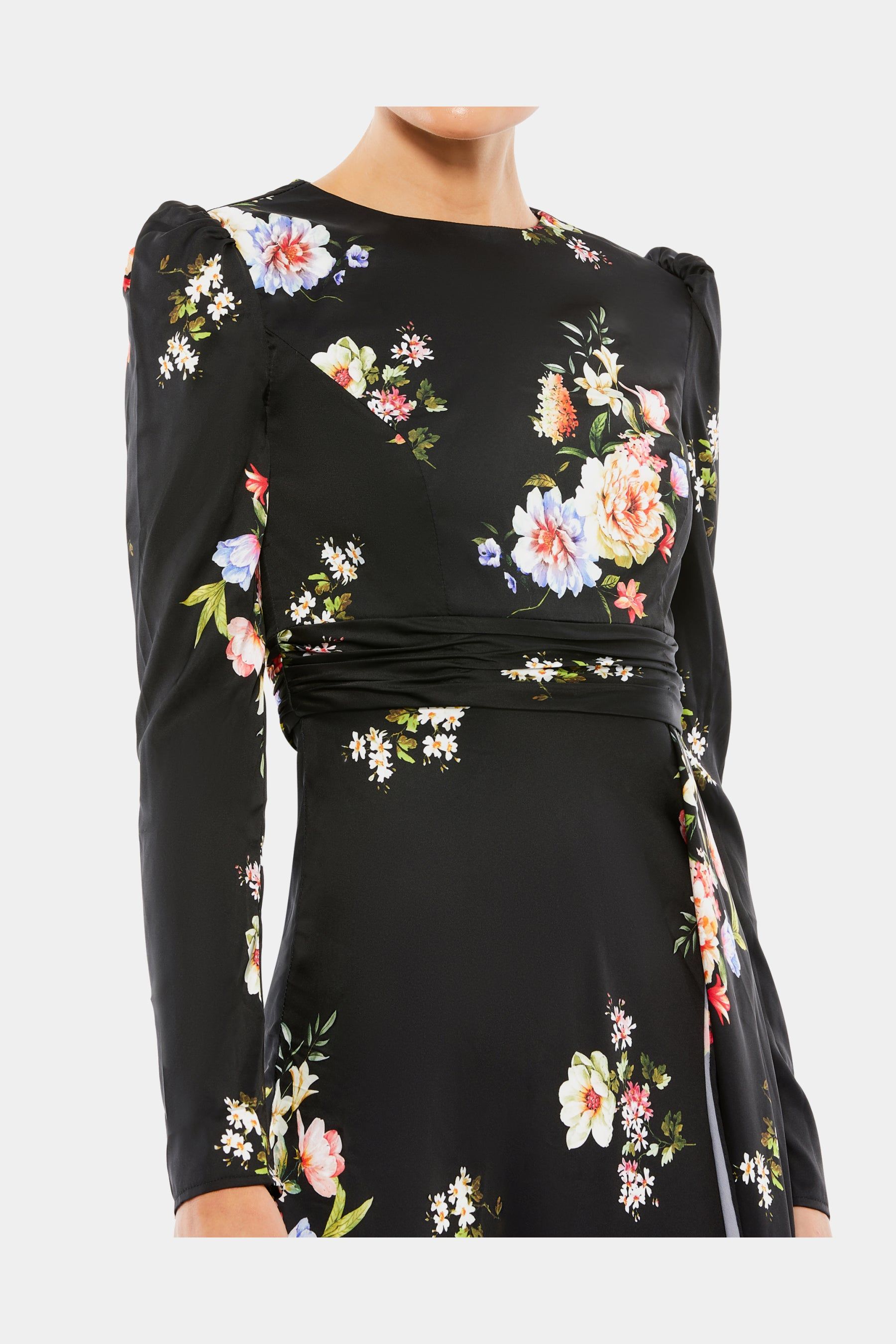 High Neck Long Sleeve Faux Wrap Gown sold by Lord & Taylor product image thumbnail 4