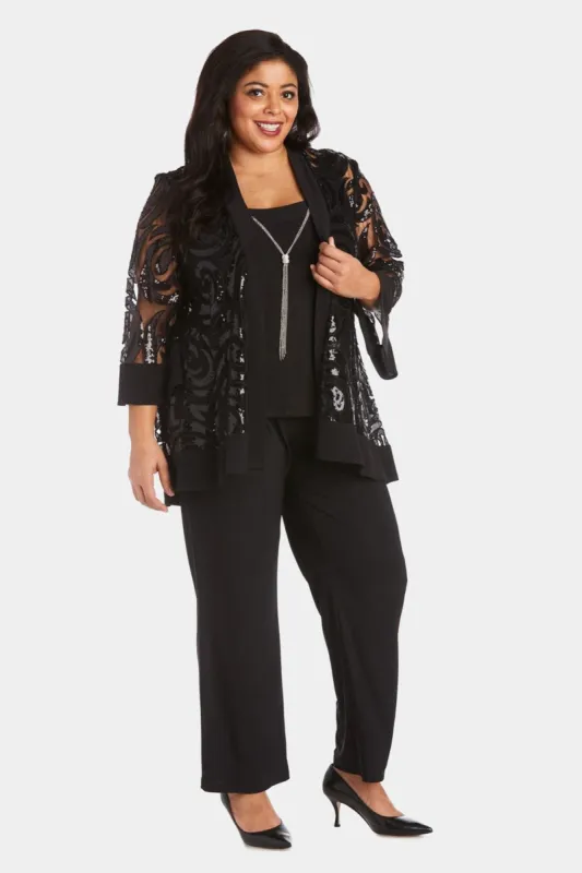 Pant Set With Sequin Swing Jacket and Built In Necklace sold by Lord & Taylor