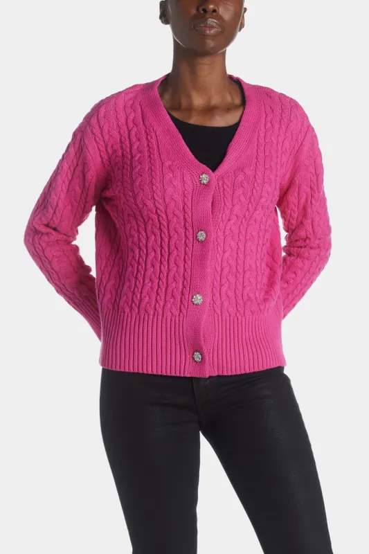 Cable Cardigan with Jewel Buttons sold by Lord & Taylor
