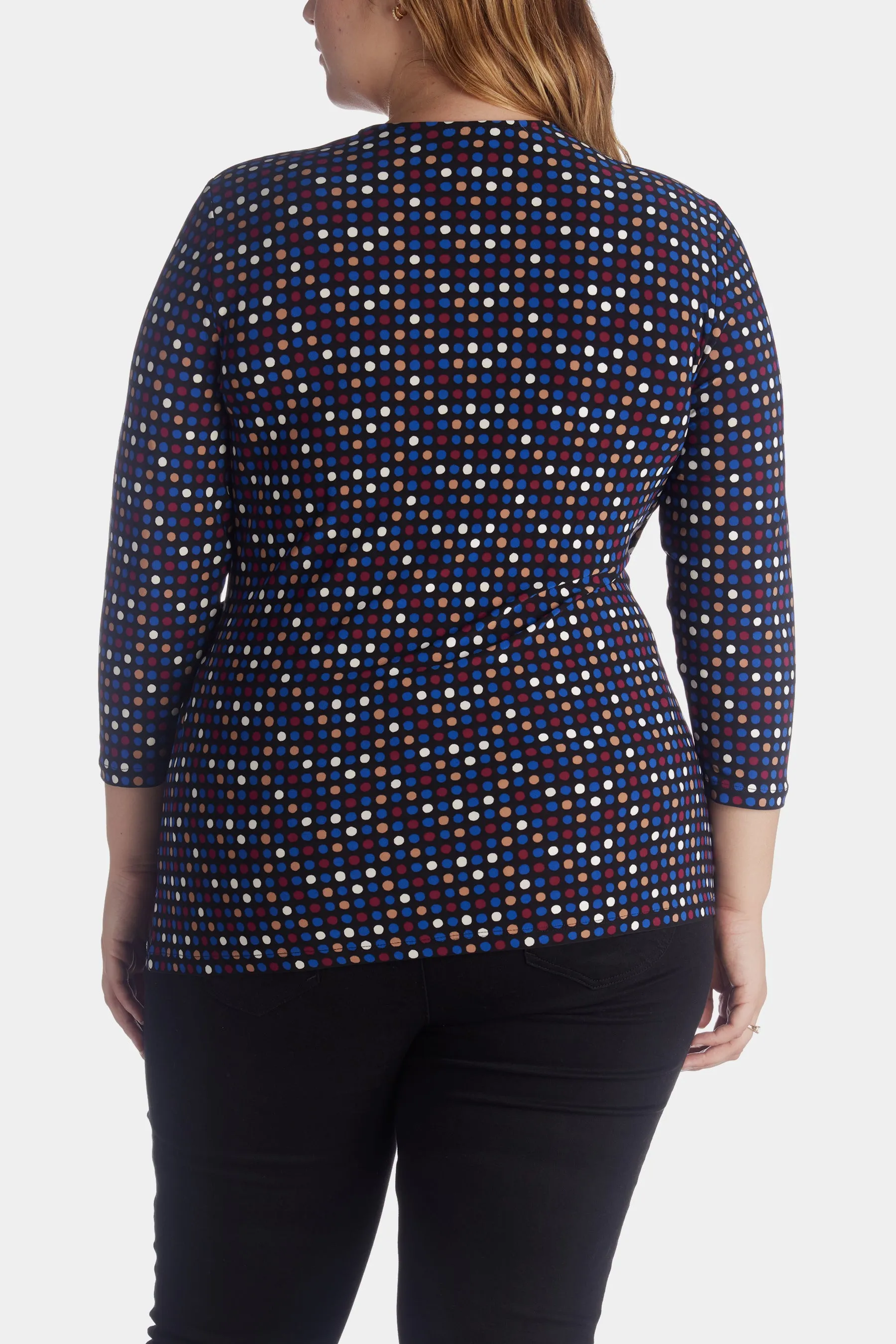 Pearly Dot 3/4 Sleeve Knit Faux Wrap Top sold by Lord & Taylor product image thumbnail 5