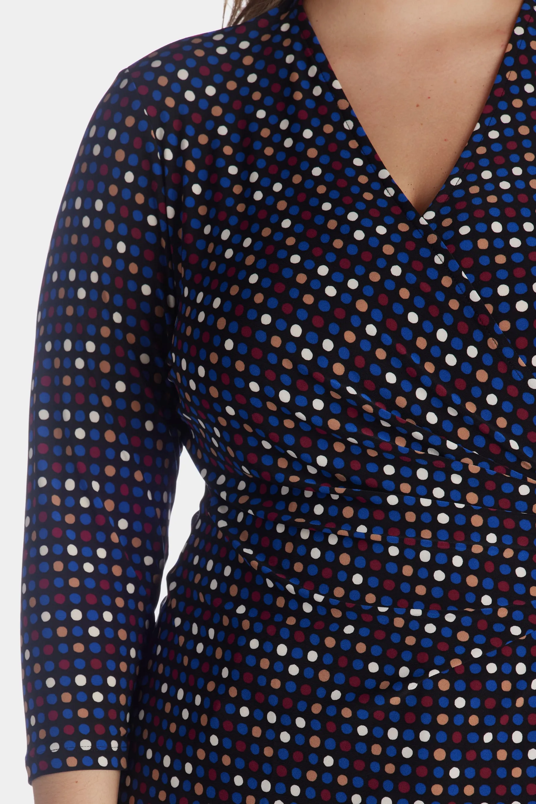 Pearly Dot 3/4 Sleeve Knit Faux Wrap Top sold by Lord & Taylor product image thumbnail 2