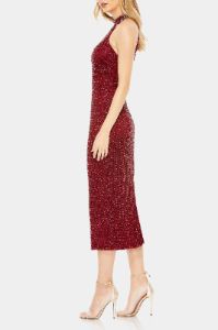 Hand Embellished Faux Wrap Flutter Sleeve Gown sold by Lord & Taylor