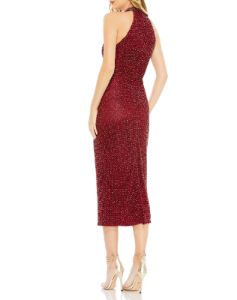 Hand Embellished Faux Wrap Flutter Sleeve Gown sold by Lord & Taylor