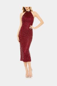 Hand Embellished Faux Wrap Flutter Sleeve Gown sold by Lord & Taylor