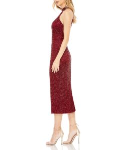 Hand Embellished Faux Wrap Flutter Sleeve Gown sold by Lord & Taylor