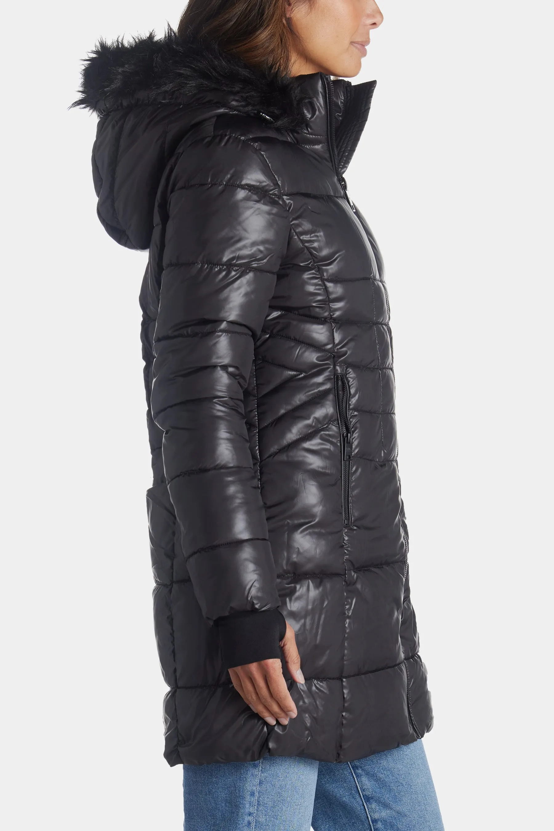 Hooded Mid-Length Puffer Jacket sold by Lord & Taylor product image thumbnail 5